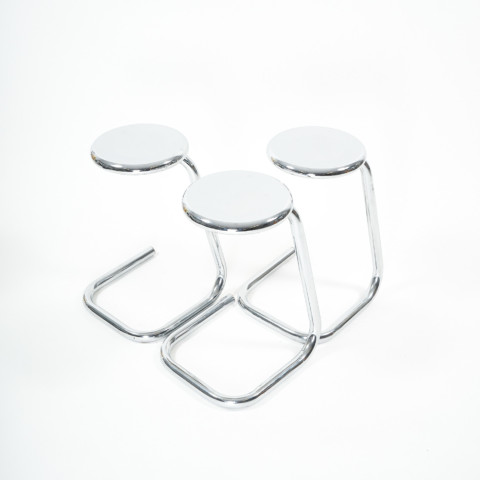 Trio of 24″ chrome PAPERCLIP stools