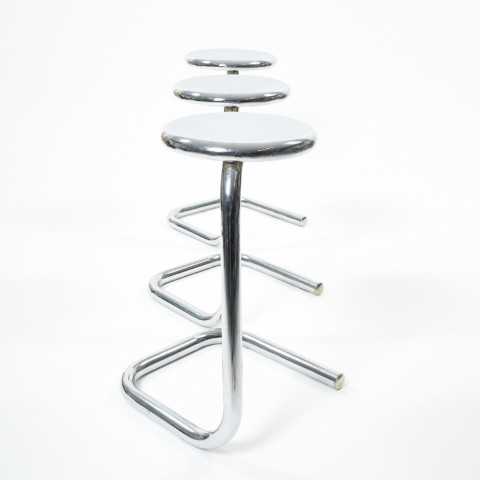 Trio of 24″ chrome PAPERCLIP stools
