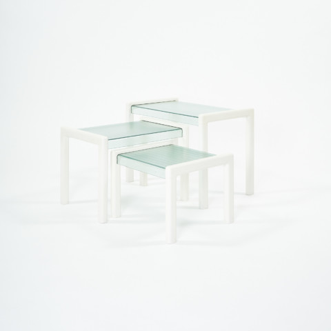 FROSTED glass nesting tables