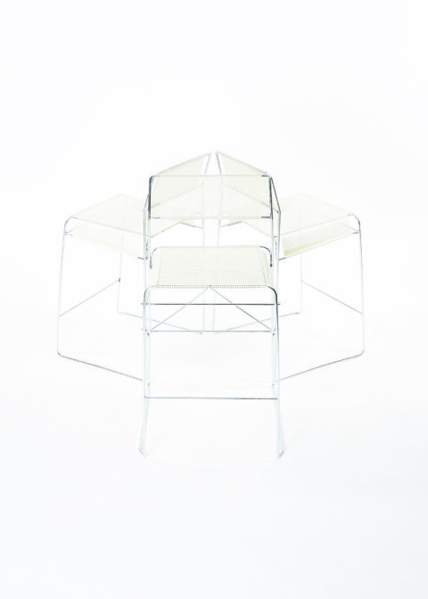 Trio of GRIDPLATE stools by Tomado