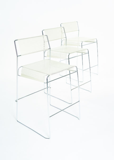 Trio of GRIDPLATE stools by Tomado