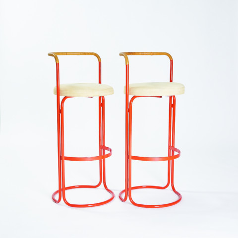 Pair of 1970s orange tube stools Pair of 1970s orange tube stools