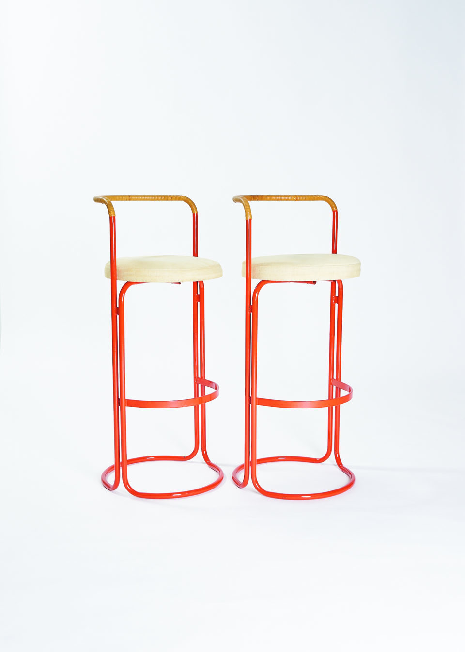 Pair of 1970s orange tube stools