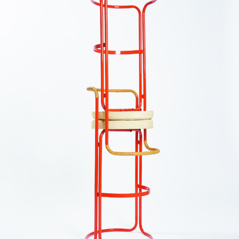 Pair of 1970s orange tube stools Pair of 1970s orange tube stools