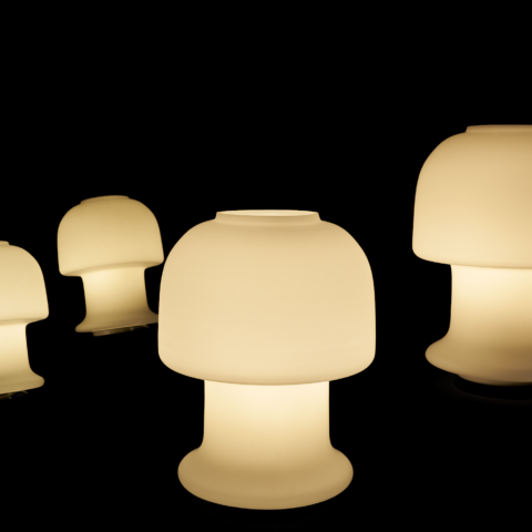 1970s MUSHROOM glass lamps