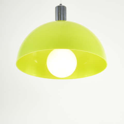 1970s acid green acrylic DOME pendant